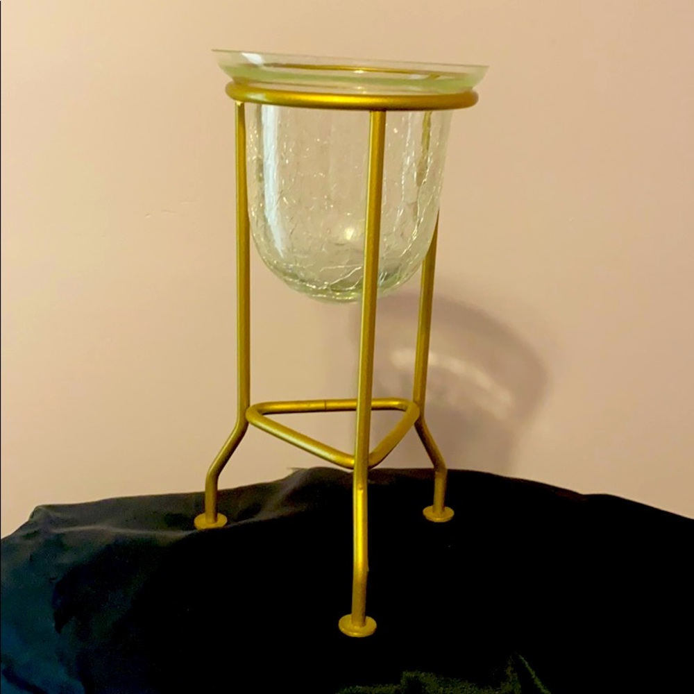 Cracked glass & gold  candle potpourri candy dish